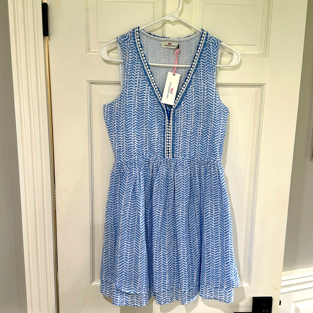 Vineyard Vines Chevron Fringe Pintuck Dress